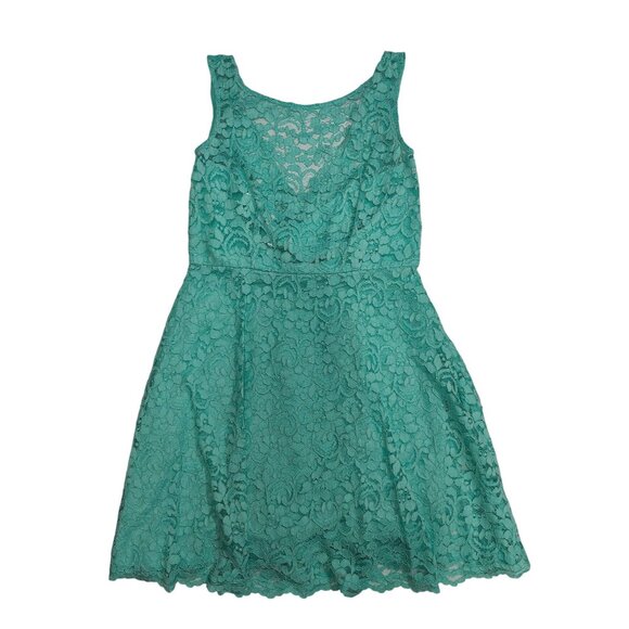 Davids Bridal Short Lace High Neck Dress Size 10 Spa Color - Picture 4 of 5